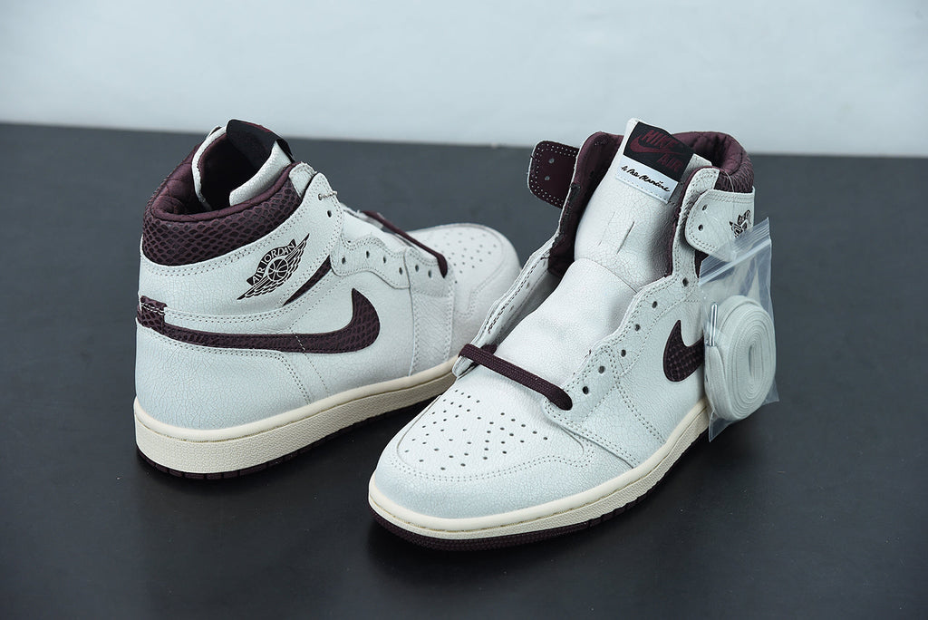 Nike Air Jordan 1 High Sail and Burgundy x A Ma Maniere